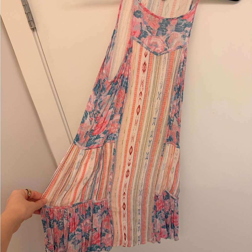 BCBGMaxAzria Pink and Blue Patterned Dress XXS